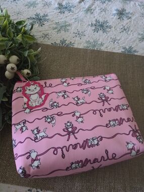Pink Marie Cat Print Cosmetic Pouch